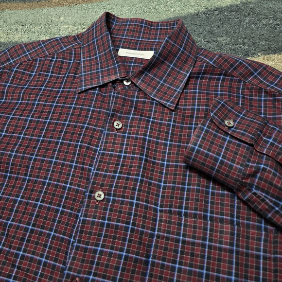 Ermenegildo Zegna Other - Ermenegildo Zegna Casual Button Down Shirt Red Plaid Made In Italy Mens Size XXL